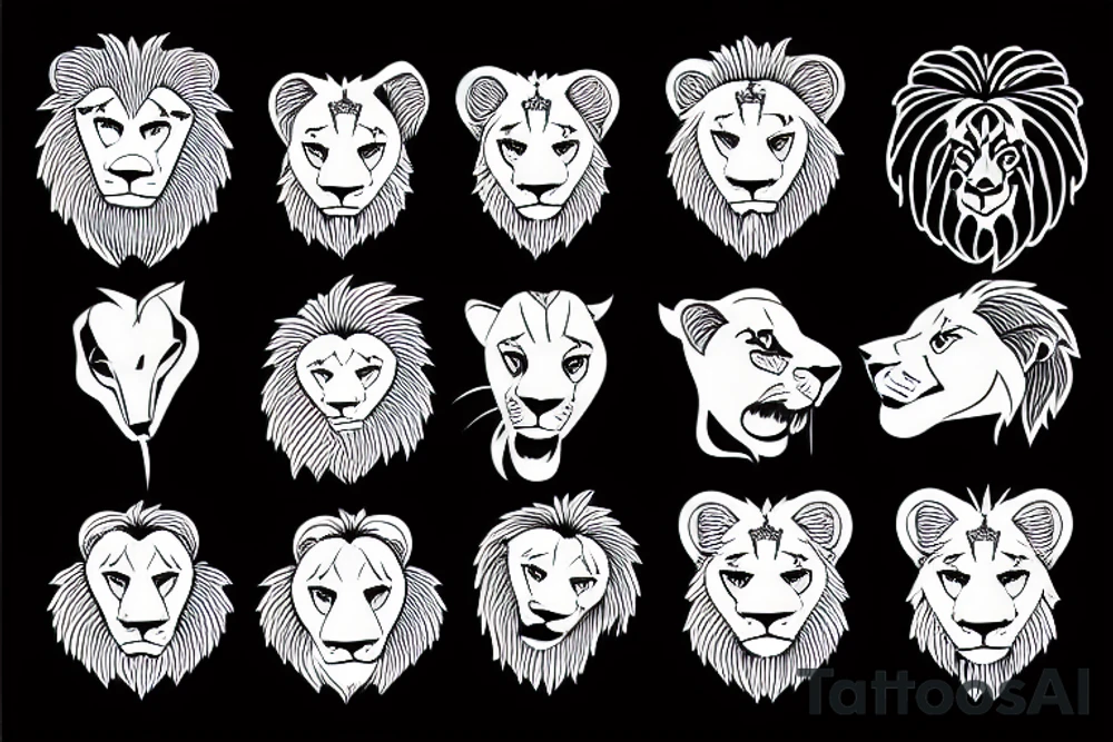 Dotted half face of a lion tattoo idea