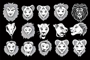 Dotted half face of a lion tattoo idea