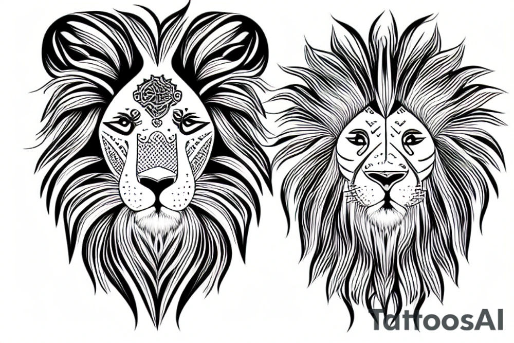 Dotted half face of a lion tattoo idea