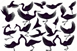 cranes flying near plum branch tattoo idea