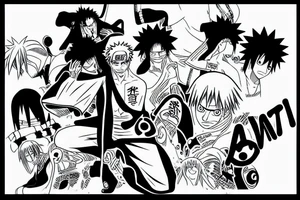 Bleach, Naruto, One piece anime tattoo idea