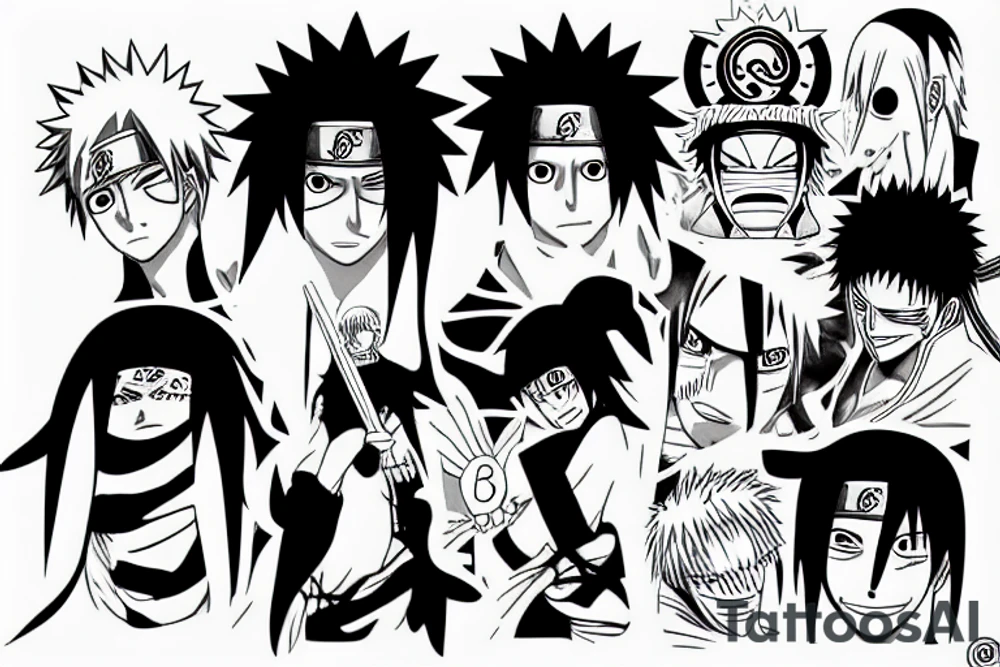 Bleach, Naruto, One piece anime tattoo idea