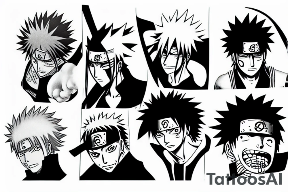 Bleach, Naruto, One piece anime tattoo idea