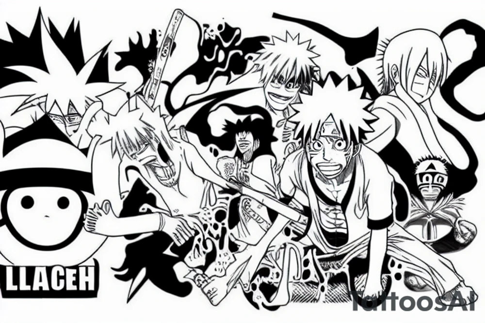Bleach, Naruto, One piece anime tattoo idea