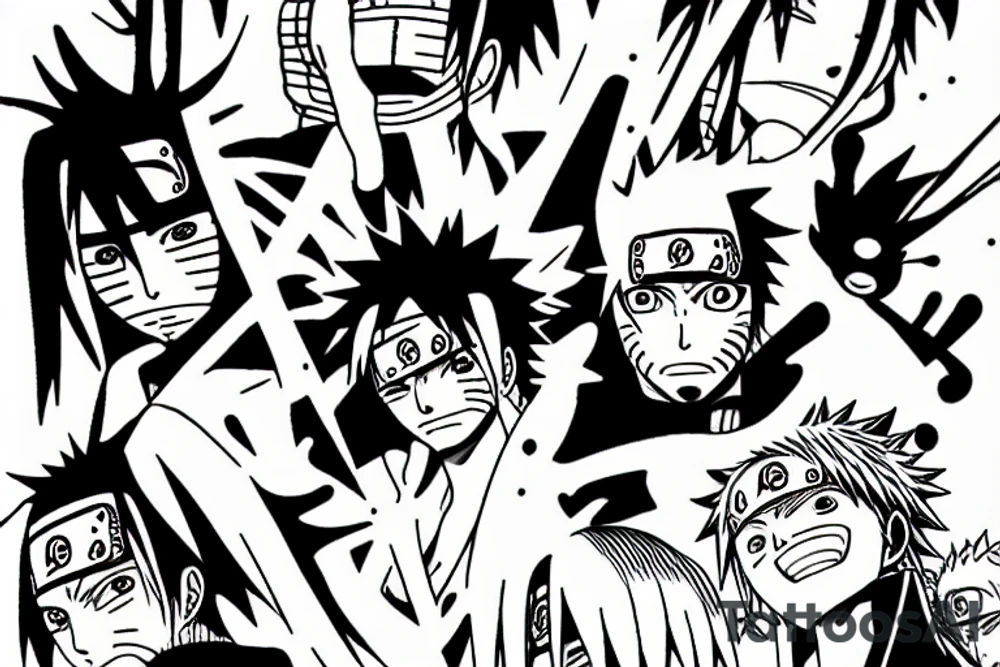 Bleach, Naruto, One piece anime tattoo idea