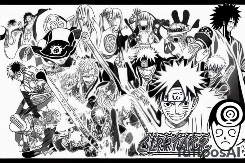 Bleach, Naruto, One piece anime tattoo idea