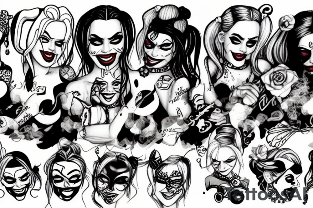 Harley Quinn smoking tattoo idea