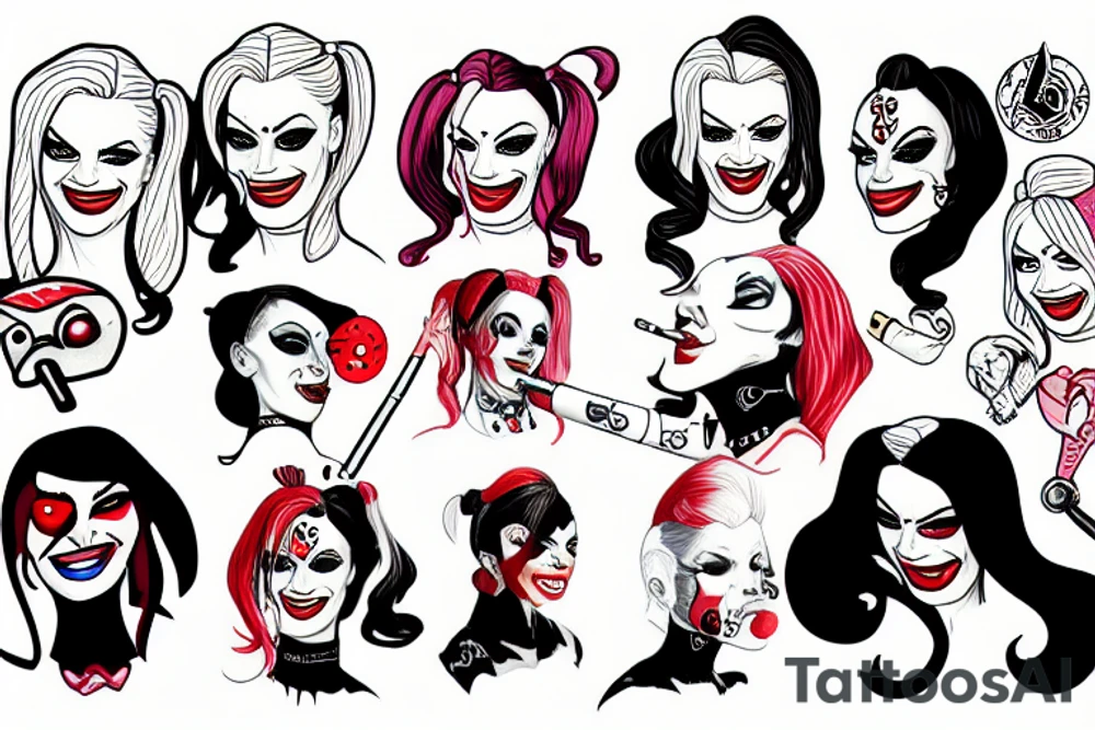 Harley Quinn smoking tattoo idea
