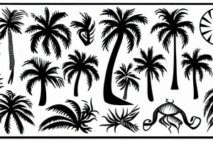 Sun and palm tree tattoo idea