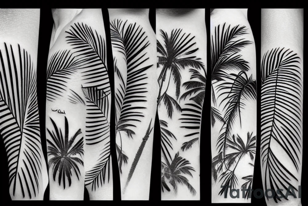 Sun and palm tree tattoo idea