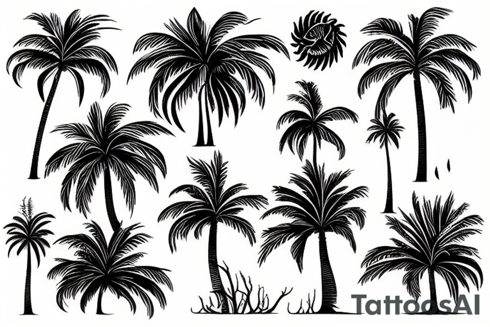 Sun and palm tree tattoo idea