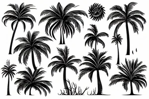 Sun and palm tree tattoo idea