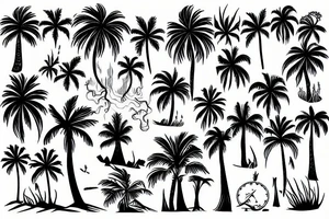 Sun and palm tree tattoo idea