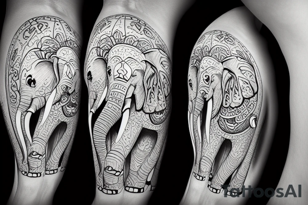 smiling elephant dancing on the Earth tattoo idea