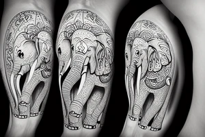 smiling elephant dancing on the Earth tattoo idea
