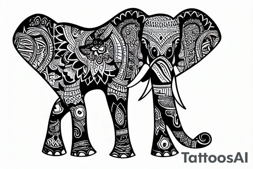 smiling elephant dancing on the Earth tattoo idea