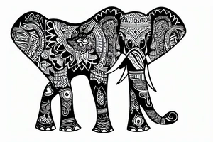 smiling elephant dancing on the Earth tattoo idea