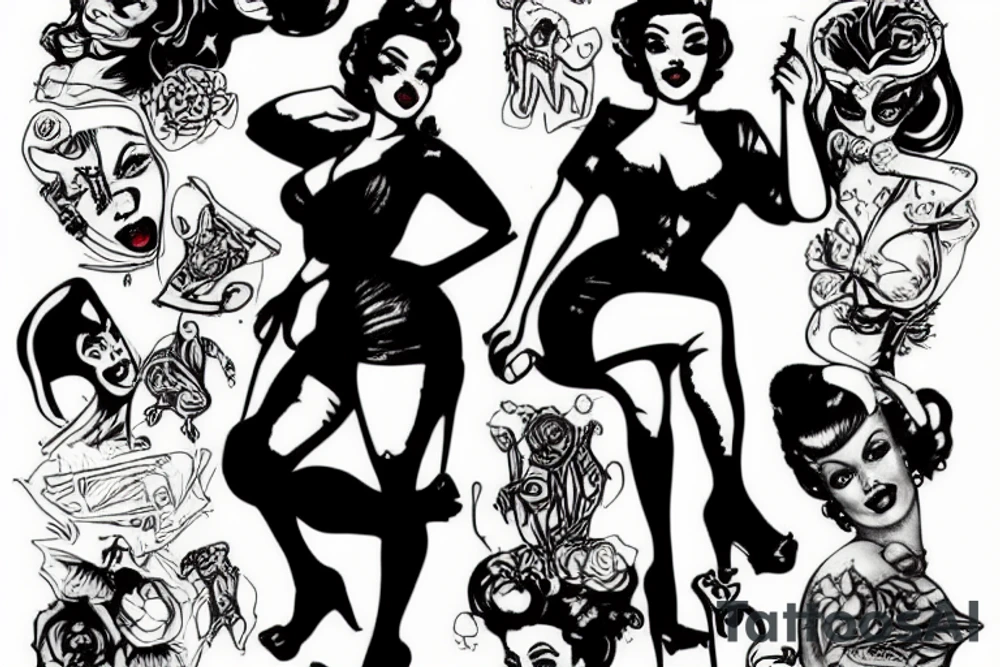 Devil girl pinup fallout style tattoo idea