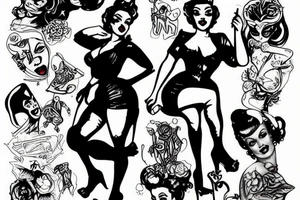 Devil girl pinup fallout style tattoo idea