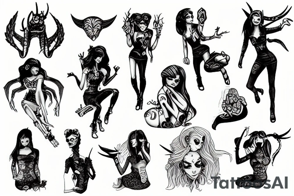 Devil girl fallout style tattoo idea