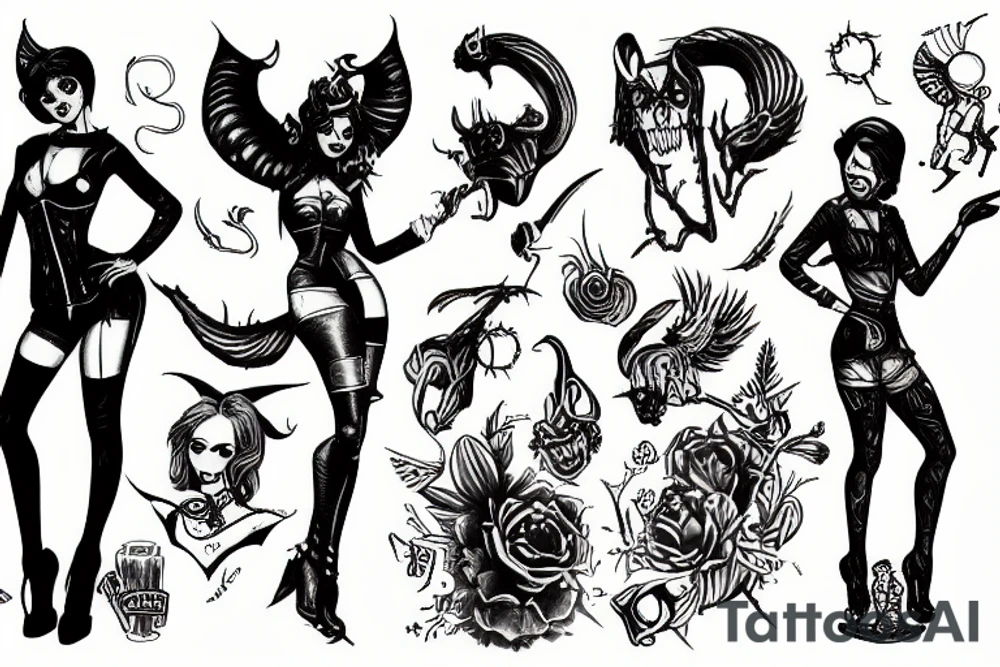 Devil girl fallout style tattoo idea