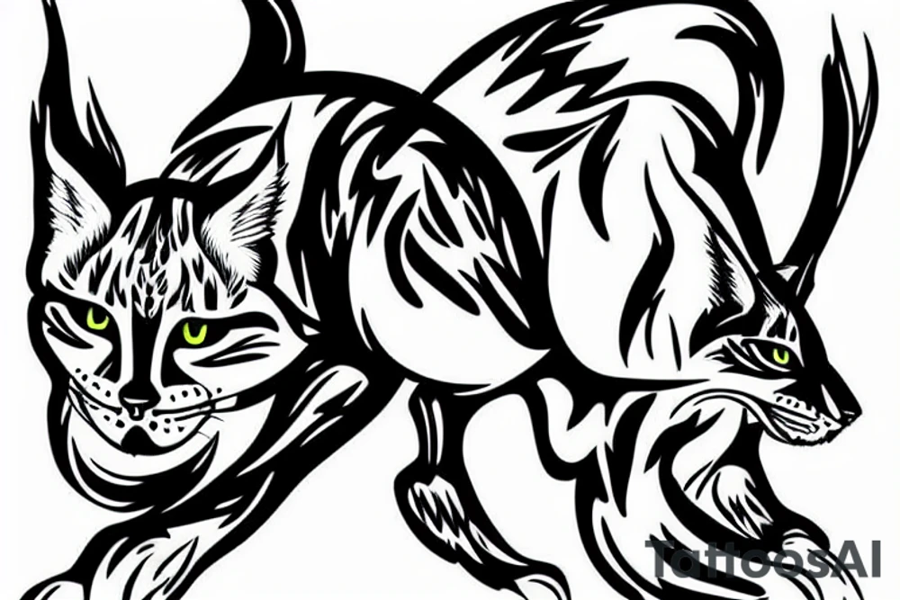 lynx on the hunt to prepare for the jump tattoo idea