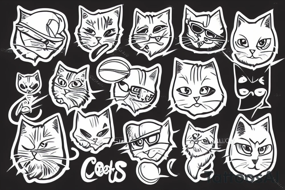 cool cats doing sports tattoo idea