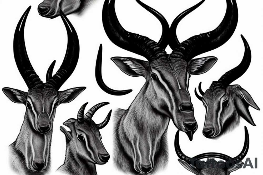 Saiga male with long horns tattoo idea