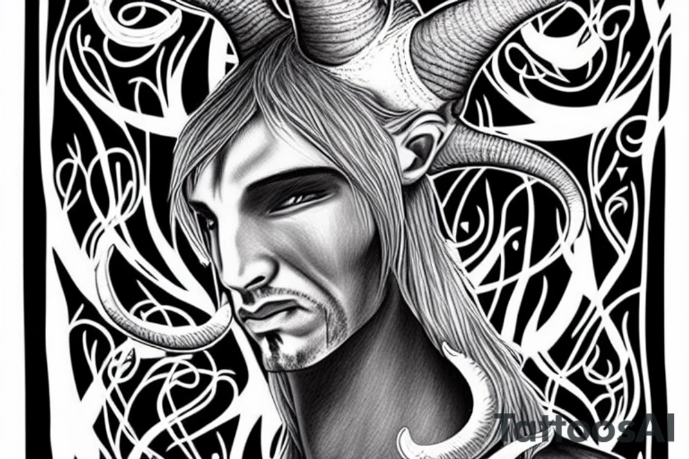 Saiga male with long horns tattoo idea