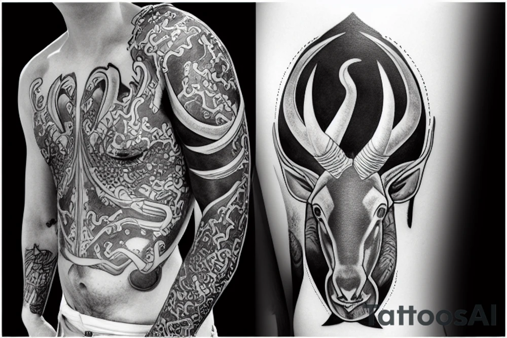 Saiga male with long horns tattoo idea