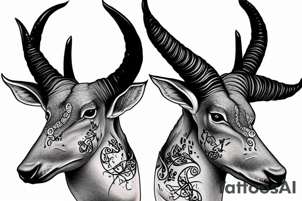 Saiga male with long horns tattoo idea