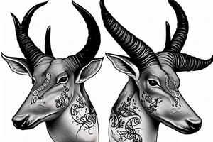 Saiga male with long horns tattoo idea