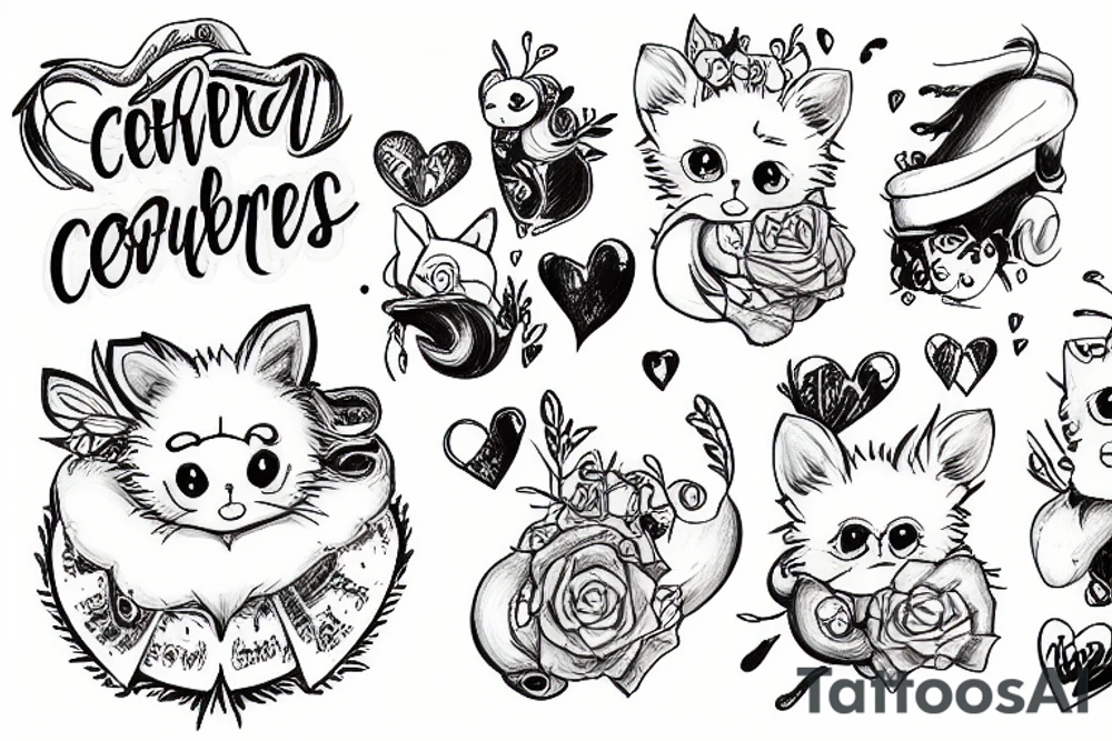 Cute wywerns cuddling tattoo idea