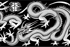 Dragon fighting against samurai tattoo idea