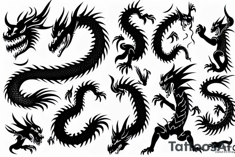 Dragon fighting against samurai tattoo idea