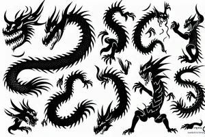 Dragon fighting against samurai tattoo idea