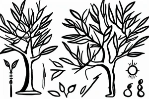 Slightly bending olive tree, line tattoo tattoo idea