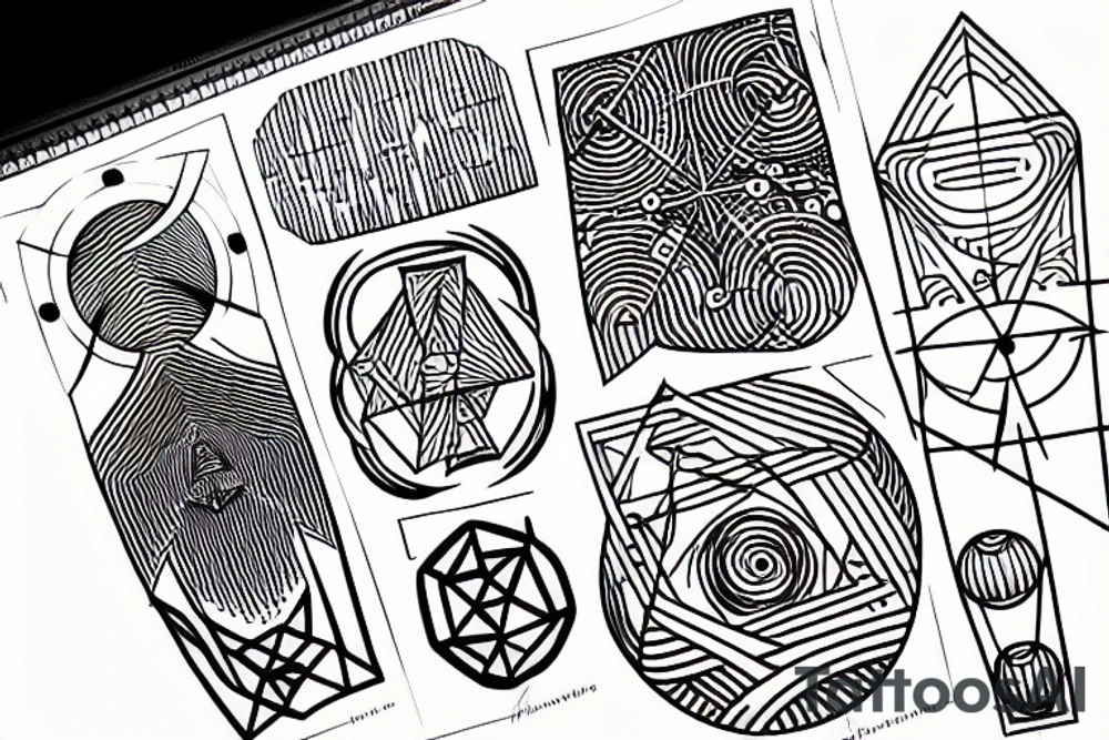 space and geometry themed. some linework tattoo idea