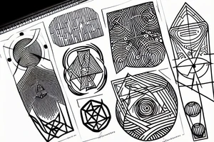 space and geometry themed. some linework tattoo idea