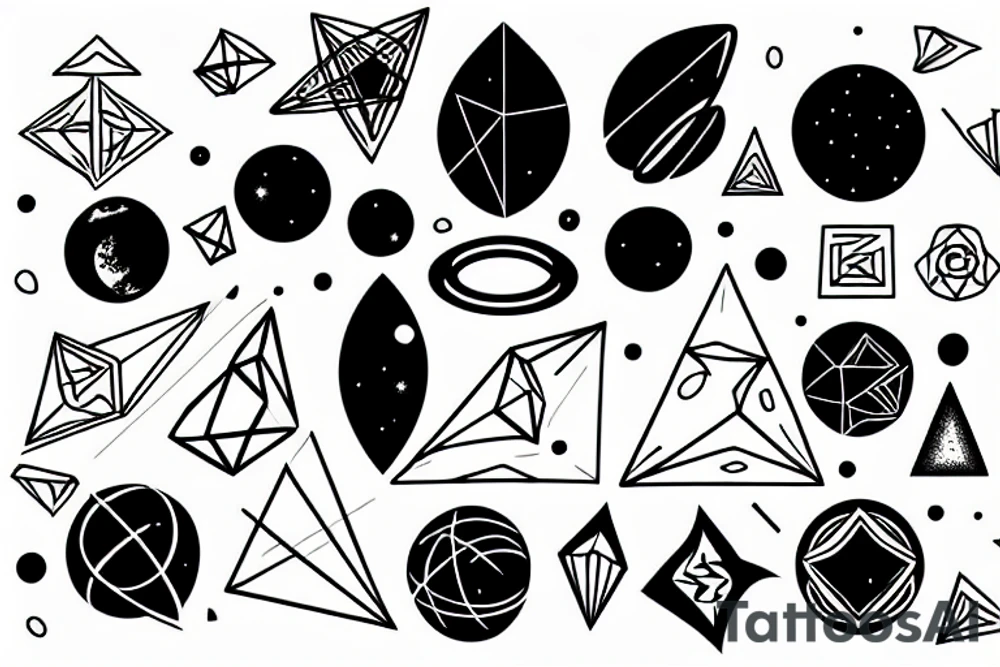 space and geometry themed. some linework tattoo idea