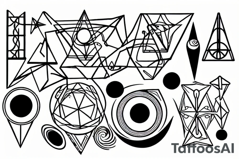 space and geometry themed tattoo idea