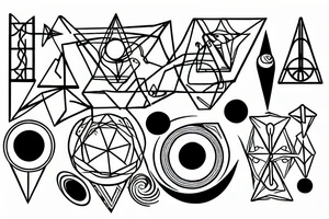 space and geometry themed tattoo idea