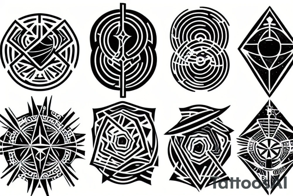 space and geometry themed tattoo idea
