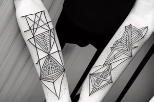 an arm sleeve space and geometry themed tattoo tattoo idea