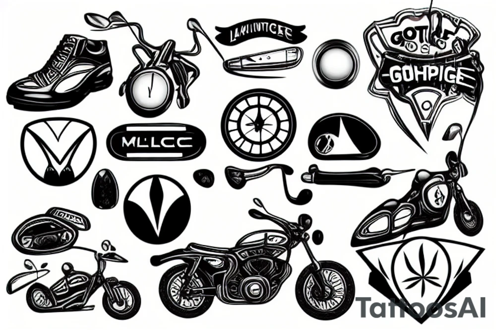 motorcylce, golf, camping, lake shore tattoo idea