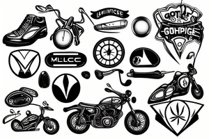 motorcylce, golf, camping, lake shore tattoo idea