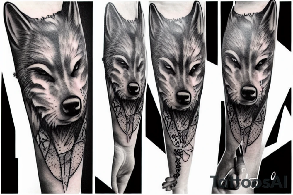 Savage wolf tattoo idea
