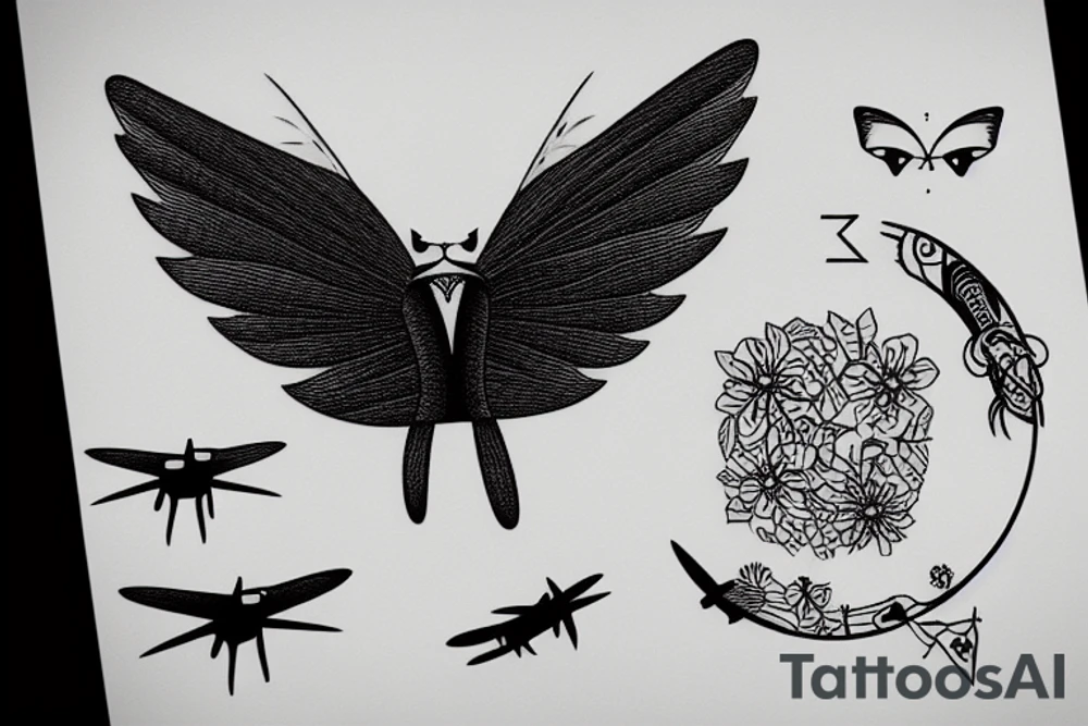 fly, cat, travel tattoo idea