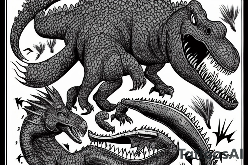 Dorothy the dinosaur vs godzilla tattoo idea