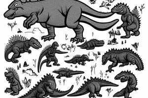 Dorothy the dinosaur vs godzilla tattoo idea